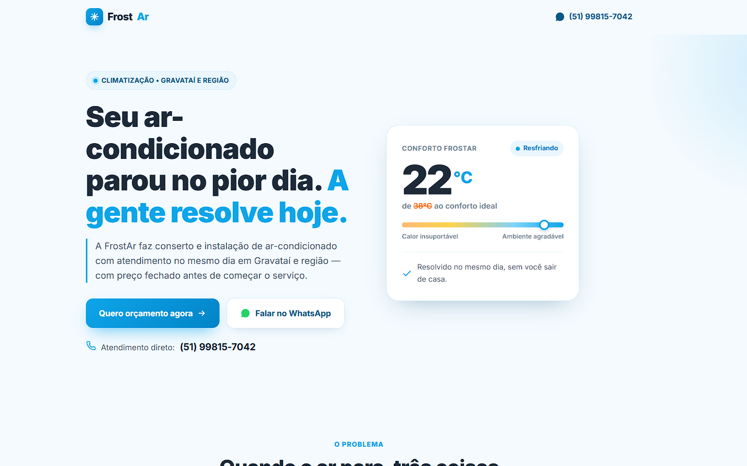 Modelo de landing page simples da Sturm Agency, curta e direta