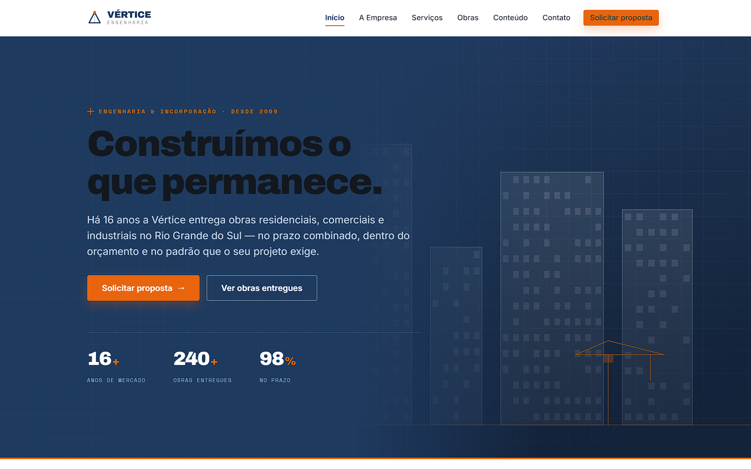 Modelo de site institucional da Sturm Agency, com seções de serviços e apresentação da empresa
