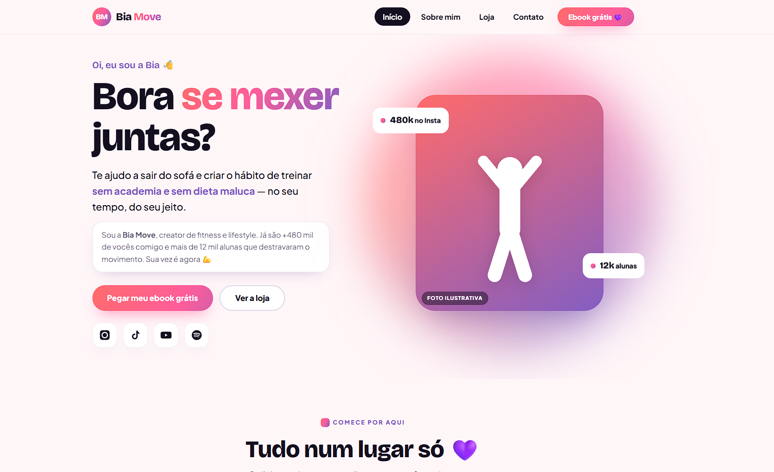 Modelo de site para creator da Sturm Agency, reunindo conteúdo e ofertas num só lugar